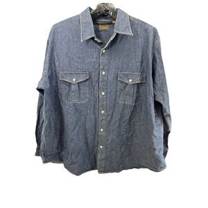 St. John's Bay Men's Denim Long Sleeve Shirt 4XL 100% Cotton. Two Front Pocket